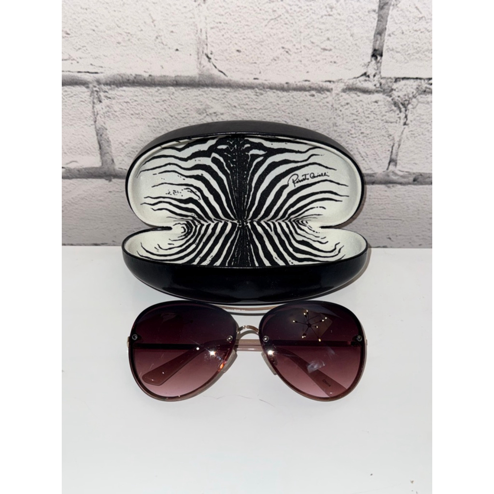 TAHARI Womens Aviator Sunglasses TH651 Brown Gold Roberto Cavalli Hardshell Case